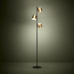Eglo Altamira Floor Lamp, Black & Brass Standing Light With 3 Gu10 Warm White Leds, 158.5Cm - thumbnail 1