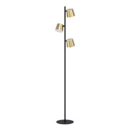 Eglo Altamira Floor Lamp, Black & Brass Standing Light With 3 Gu10 Warm White Leds, 158.5Cm - thumbnail 2