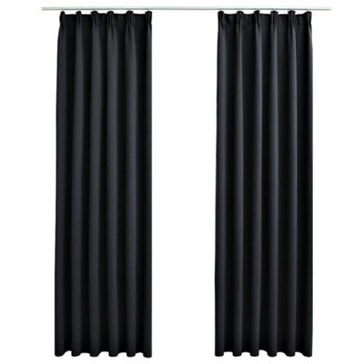 Berkfield Elegant Blackout Curtains With Hooks 2 Pcs Black 140X245 Cm - image 1