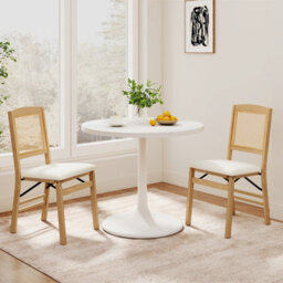 Costway Wooden Folding Chairs Set Of 2 Rubber Wood Dining Chairs W/ Linen Padded Seat - thumbnail 7