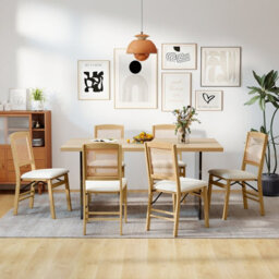 Costway Wooden Folding Chairs Set Of 2 Rubber Wood Dining Chairs W/ Linen Padded Seat - thumbnail 8
