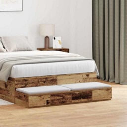 Berkfield Bed Drawers Old Wood 120X36,5X16,5 Cm Engineered Wood - thumbnail 1