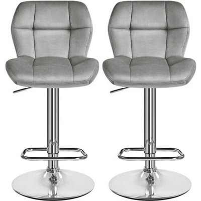 Light Grey Bar Stools Set Of 2 Modern Velvet Swivel Bar Chair Breakfast Stools For Home - image 1