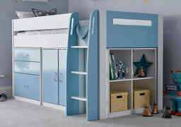 Save On Goods UK Blue And White Mid Sleeper Bunk Bed Storage,chest Drawers,shelves,cupboard, Kids, Childrens Bunkbed - thumbnail 7