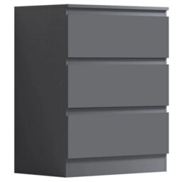 Dark Matt Grey 3 Deep Drawer Bedside Chest Painted Finish - thumbnail 4