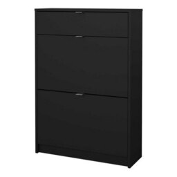 Wyld Haus Prague Matt Black Shoe Cabinet 2 Flip-Down Doors 1 Drawer - thumbnail 4