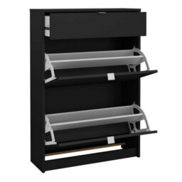 Wyld Haus Prague Matt Black Shoe Cabinet 2 Flip-Down Doors 1 Drawer - thumbnail 5