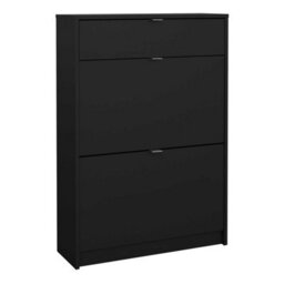 Wyld Haus Prague Matt Black Shoe Cabinet 2 Flip-Down Doors 1 Drawer - thumbnail 2