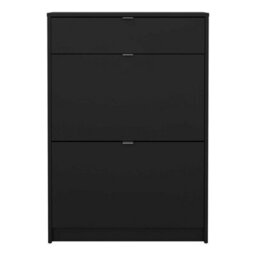 Wyld Haus Prague Matt Black Shoe Cabinet 2 Flip-Down Doors 1 Drawer - thumbnail 3
