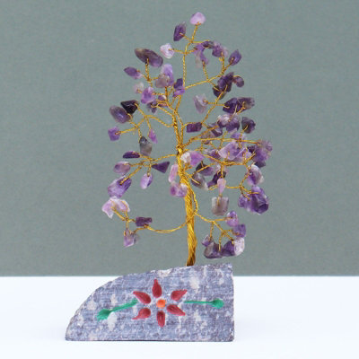 Serenityy Amethyst Gemstone Tree, 80 Stones, Handmade On Gemstone Rock Base, 240G, Ornamental Decorative Accent - image 1