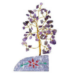 Serenityy Amethyst Gemstone Tree, 80 Stones, Handmade On Gemstone Rock Base, 240G, Ornamental Decorative Accent - thumbnail 2