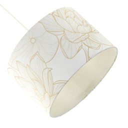 Happy Homewares Designer Cream Linen Fabric 12 Inch Lampshade With Large Shiny Gold Foil Flowers - thumbnail 4