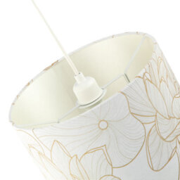Happy Homewares Designer Cream Linen Fabric 12 Inch Lampshade With Large Shiny Gold Foil Flowers - thumbnail 5