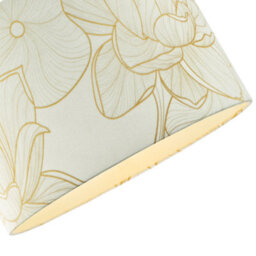 Happy Homewares Designer Cream Linen Fabric 12 Inch Lampshade With Large Shiny Gold Foil Flowers - thumbnail 3