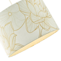 Happy Homewares Designer Cream Linen Fabric 12 Inch Lampshade With Large Shiny Gold Foil Flowers - thumbnail 8