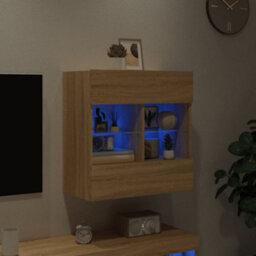 Berkfield Durable Tv Wall Cabinet With Led Lights Sonoma Oak 58.5X30X60.5 Cm - thumbnail 4