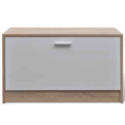 Berkfield Oak And White 3-In-1 Wooden Shoe Cabinet Set - thumbnail 5
