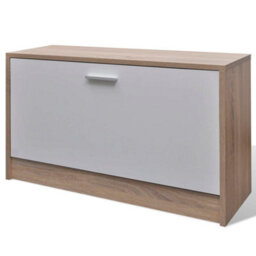 Berkfield Oak And White 3-In-1 Wooden Shoe Cabinet Set - thumbnail 6