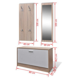 Berkfield Oak And White 3-In-1 Wooden Shoe Cabinet Set - thumbnail 8