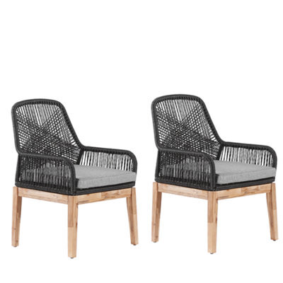 Beliani Set Of 2 Garden Chairs With Cushions Olbia Synthetic Material Black - image 1