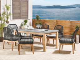 Beliani Set Of 2 Garden Chairs With Cushions Olbia Synthetic Material Black - thumbnail 2