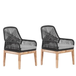 Beliani Set Of 2 Garden Chairs With Cushions Olbia Synthetic Material Black - thumbnail 1
