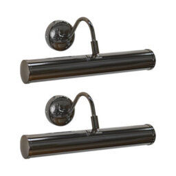 Valuelights Gemini Pair Of Black Chrome Twin Picture Wall Lights And Bulbs
