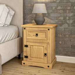 Mews Corona Pine Bedside Cabinet 1 Drawer 1 Door Side Table Nightstand - thumbnail 7
