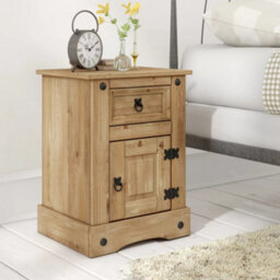 Mews Corona Pine Bedside Cabinet 1 Drawer 1 Door Side Table Nightstand - thumbnail 1