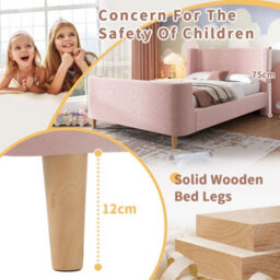 Merax 3Ft Single Bed 90X190 Cm, Velvet Upholstered Sleigh Bed With Padded Headboard, Cosmic Pattern, Pink - thumbnail 6