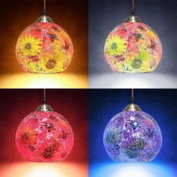 Long Life Lamps Company Vintage Glass Globe Ceiling Hanging Pendant Light Shade Mosaic Lighting M0104 - thumbnail 7