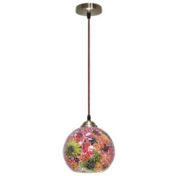 Long Life Lamps Company Vintage Glass Globe Ceiling Hanging Pendant Light Shade Mosaic Lighting M0104 - thumbnail 5