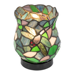Happy Homewares Dragonfly Themed Open Top Blue And Green Stained Glass Tiffany Lamp - thumbnail 4