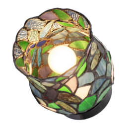 Happy Homewares Dragonfly Themed Open Top Blue And Green Stained Glass Tiffany Lamp - thumbnail 5