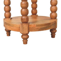 Artisan Furniture Solid Wood Barley Twist Round Side Table, Open Storage, With Legs, Brown - thumbnail 9