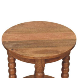 Artisan Furniture Solid Wood Barley Twist Round Side Table, Open Storage, With Legs, Brown - thumbnail 7