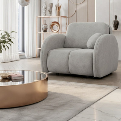 Armchair Convertible To Single Bed With Storage Viva Comfy I Light Grey - image 1