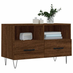 Berkfield Sturdy Tv Cabinet Brown Oak 80X36X50 Cm Engineered Wood - thumbnail 3