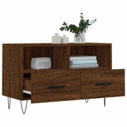 Berkfield Sturdy Tv Cabinet Brown Oak 80X36X50 Cm Engineered Wood - thumbnail 4