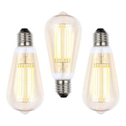 Litecraft E27 6W Pack Of 3 Gold Tint Warm White Vintage Filament Tear Drop Led Light Bulbs - thumbnail 1