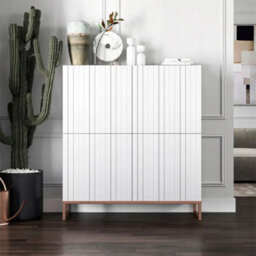 Heze Furniture Elpis Glamour Sideboard Push-To-Open Cabinet - White Matt / Copper Frame - thumbnail 4