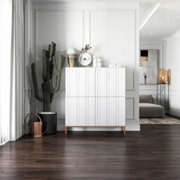 Heze Furniture Elpis Glamour Sideboard Push-To-Open Cabinet - White Matt / Copper Frame - thumbnail 3