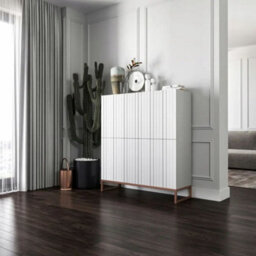 Heze Furniture Elpis Glamour Sideboard Push-To-Open Cabinet - White Matt / Copper Frame - thumbnail 2