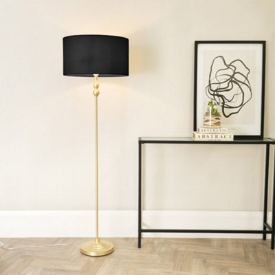 Valuelights Maggie Gold Metal Candlestick Floor Lamp With Black Fabric Lamp Shade - image 1