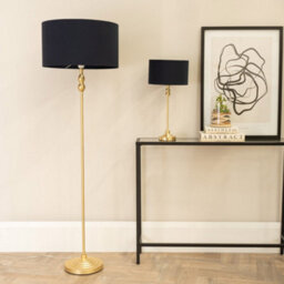 Valuelights Maggie Gold Metal Candlestick Floor Lamp With Black Fabric Lamp Shade - thumbnail 3