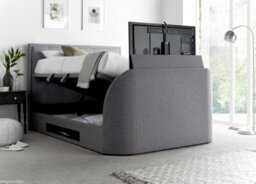 Europa Kaydian Falstone Tv Bed: Classic Design With Hidden Tv Storage And Ottoman Storage Grey Fabric - thumbnail 3
