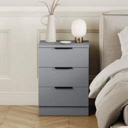 Lassic Vida Designs Trega Grey 3 Drawer Compact Space-Saving Nightstands, (H)500mm X (W)390mm X (D)280mm, Set Of 2 - thumbnail 8