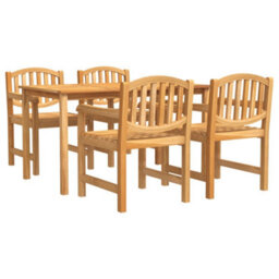 Berkfield 5 Piece Garden Dining Set Solid Wood Teak - thumbnail 2