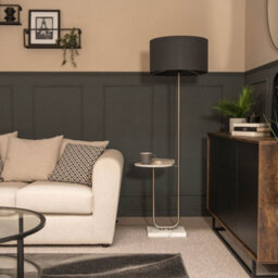 Valuelights Tavel Brushed Chrome Floor Lamp With Integrated Table - thumbnail 2
