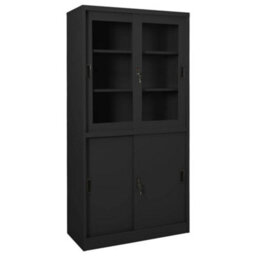 Berkfield Durable Office Cabinet With Sliding Door Anthracite 90X40X180 Cm Steel - thumbnail 2